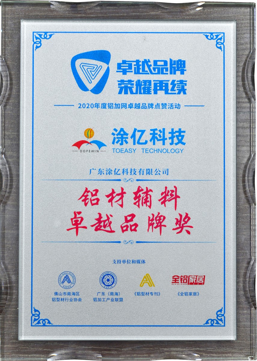 鋁材輔料卓越品牌獎